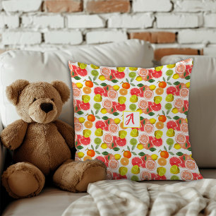 Coussin Motif jaune citron rouge citrus 