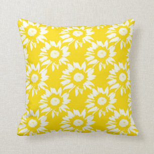 Coussin Motif jaune et blanc de tournesol