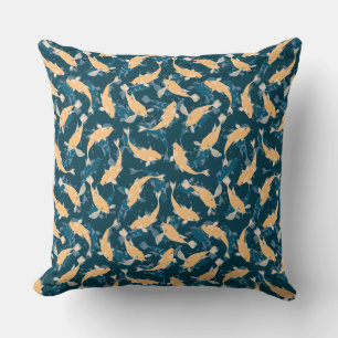 Coussin Motif jaune et bleu - Koi Fish