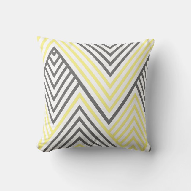 Coussin Motif Jaune Gris Moderne (Recto)