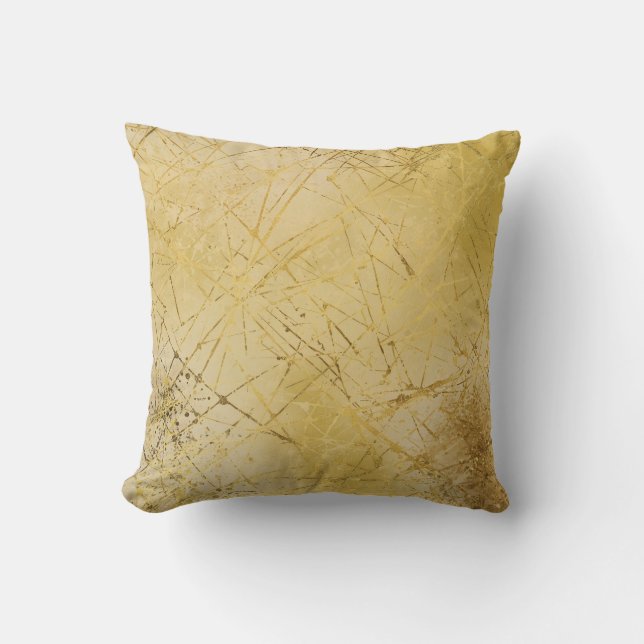 Coussin Motif jaune moutarde doré, Moderne, Luxe (Recto)