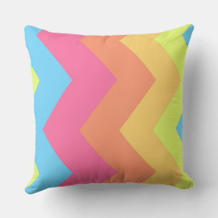 Coussin Motif jaune, rose, bleu et orange