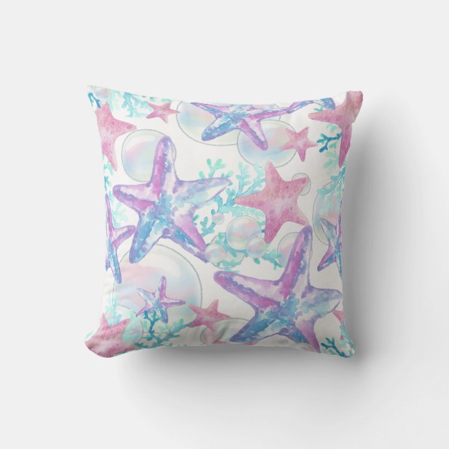 Coussin Motif jolie étoile de mer rose (Recto)