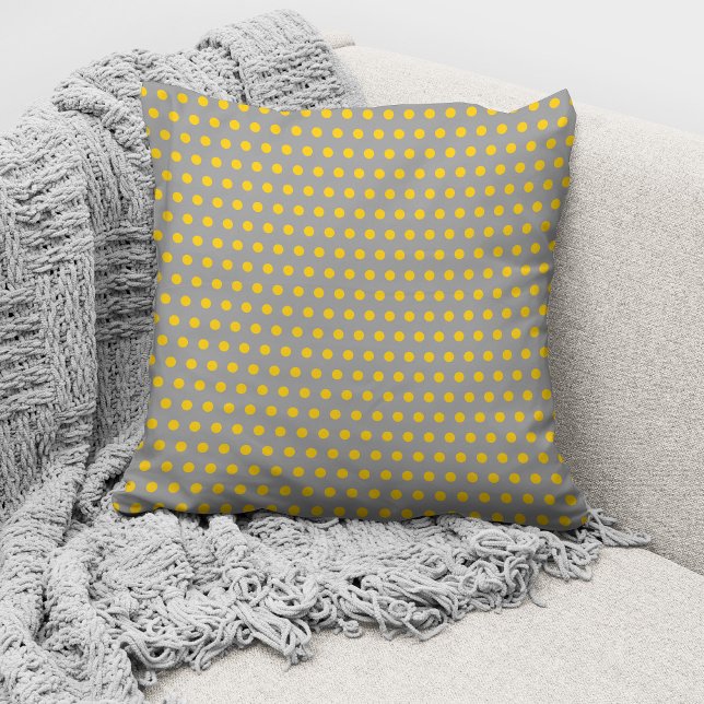 Coussin Motif jolis pois gris jaune (Créateur téléchargé)
