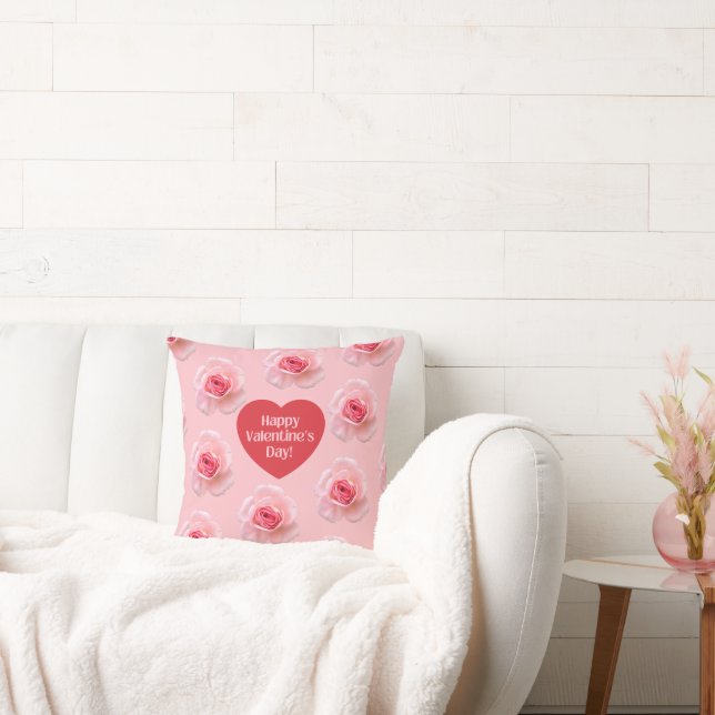 Coussin Motif Joyeuse Saint-Valentin 2024 Fond (Canapé)