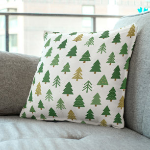 Coussin Motif Joyeux de Noël Teintes Vertes Luxuriantes Lu