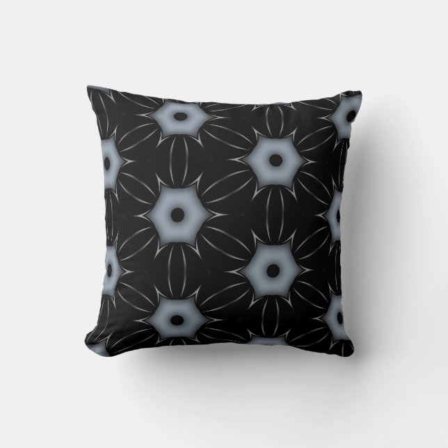 Coussin Motif kaléidoscope noir avec points gris (Recto)