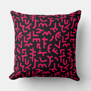 Coussin Motif Kuba Style 121019 - Rouge néon sur noir