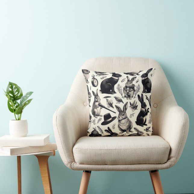 Coussin Motif lapin Vintage (Chaise)