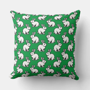 Coussin Motif lapins - Noir et blanc avec Kelly Green