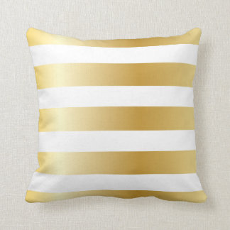 Coussin Motif large bande or métallique brillant