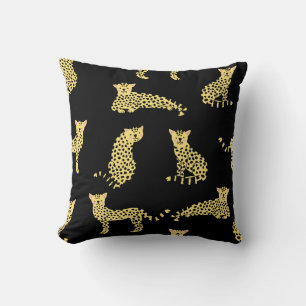 Coussin Motif léopard : Arrière - plan noir Cheetah