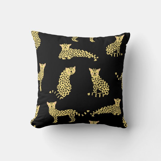 Coussin Motif léopard : Arrière - plan noir Cheetah (Recto)