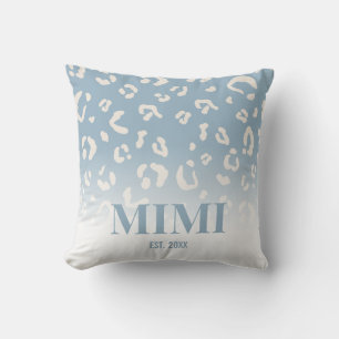Coussin Motif Léopard Bleu Moderne Personnalisé Mimi