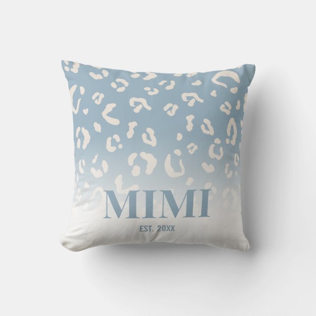 Coussin Motif Léopard bleu moderne Personnalisé Mimi (Recto)