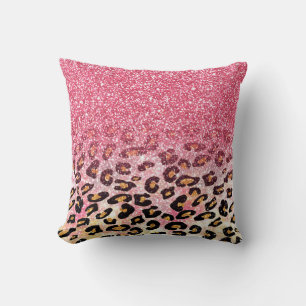 Coussin Motif léopard de Parties scintillant rose Glam
