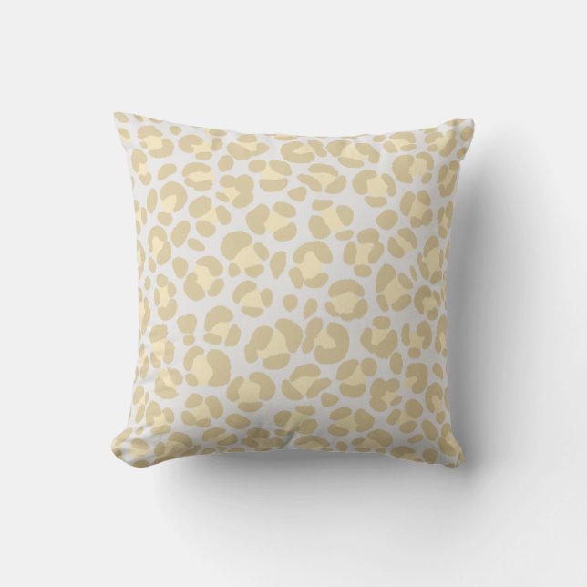 Coussin Motif Léopard Gris Pâle Vert Sauge Jaune (Recto)