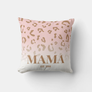 Coussin Motif Léopard Rose Moderne Personnalisé Mama