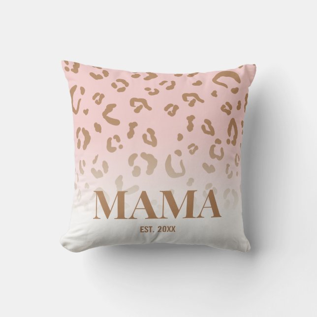 Coussin Motif Léopard Rose Moderne Personnalisé Mama (Recto)