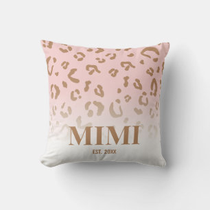 Coussin Motif léopard rose moderne personnalisé Mimi