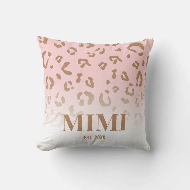 Coussin Motif léopard rose moderne personnalisé Mimi (Recto)