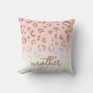 Coussin Motif Léopard rose personnalisé Mère Script