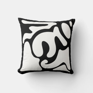 Coussin Motif libre moderne noir et blanc