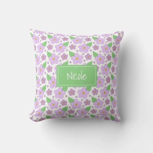 Coussin Motif Lilac Flowers (Recto)