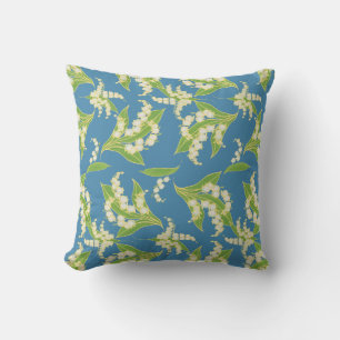 Coussin Motif Lily-of-the-Valley sur Blue