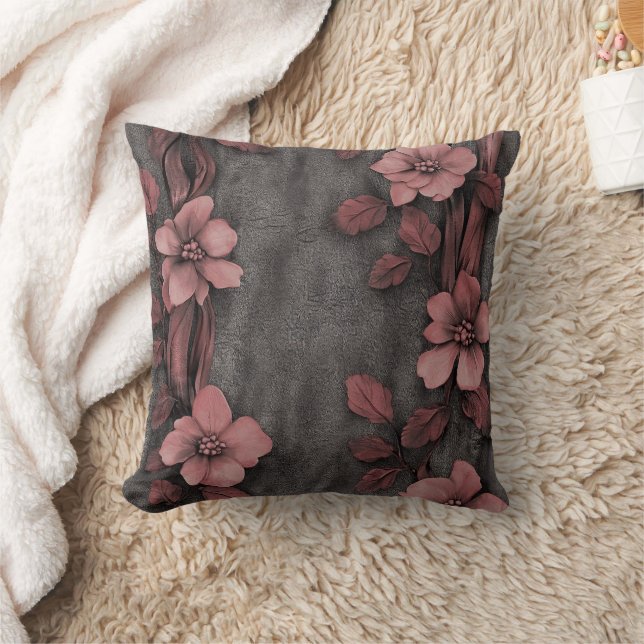 Coussin Motif lin floral rose rustique (8) (Couverture)