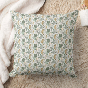 Coussin Motif Lion de Safari et Feuilles Tropicales