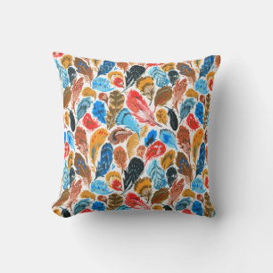 Coussin Motif lumineux avec plumes d'oiseaux
