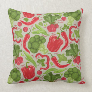 Coussin Motif lumineux des légumes frais