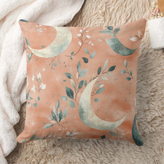 Coussin Motif lunaire floral céleste Boho (5) (Couverture)