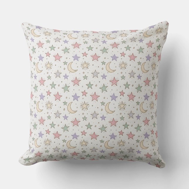 Coussin Motif Lune Étoile Fantaisiste (Recto)