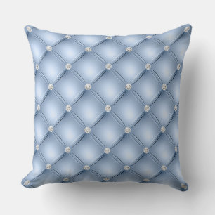 Coussin Motif Luxueux Diamant Bleu Clair Tufté