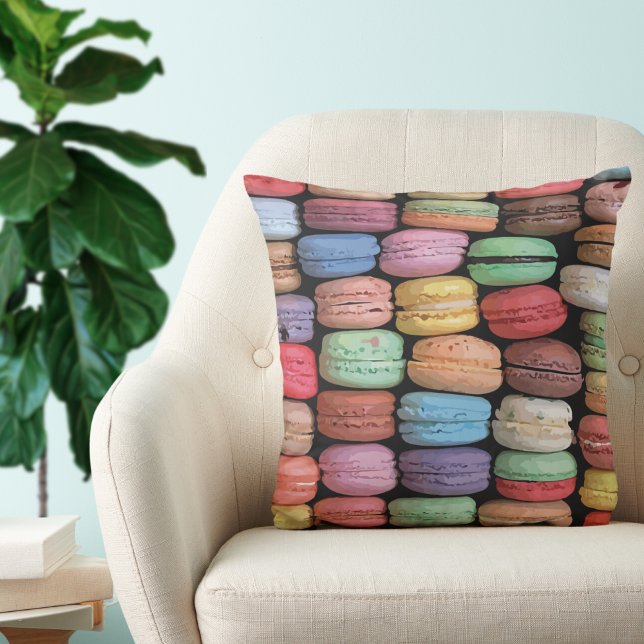 Coussin Motif Macaron français coloré (Cute Trendy Colorful French Macaron Cookie Throw Pillow)