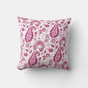 Coussin Motif Magenta Paisley