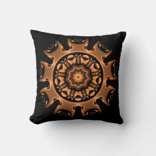 Coussin Motif mandala cuivre et noir 2