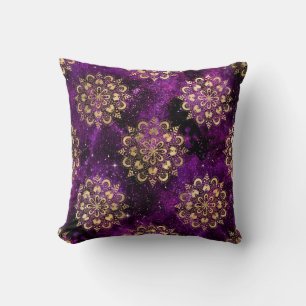 Coussin Motif Mandala Dharma Galaxie Or & Violet
