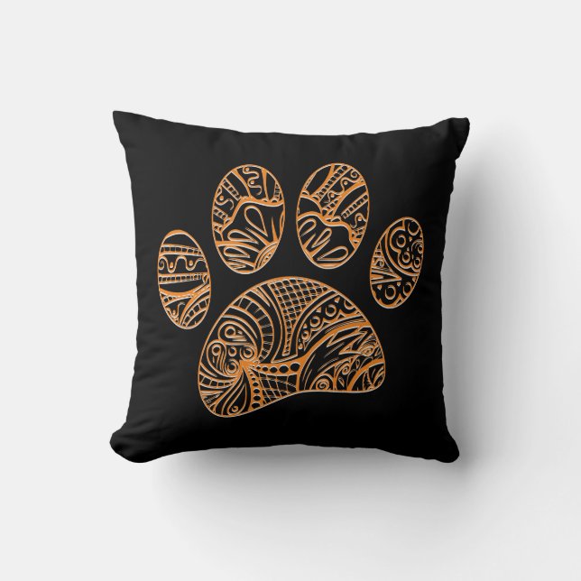 Coussin Motif mandala empreinte de patte de chien (Recto)