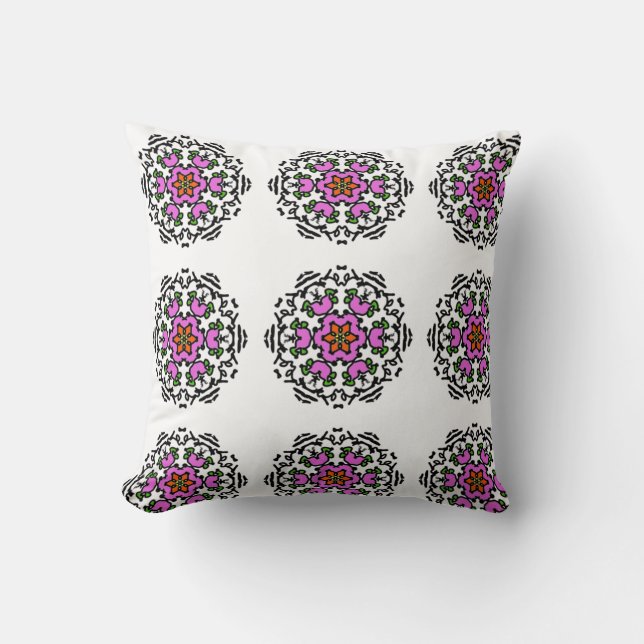 Coussin Motif mandala floral sans couture Rose en fleurs (Recto)