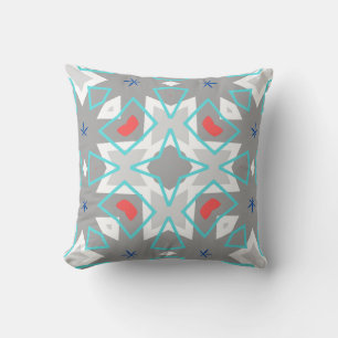 Coussin Motif Mandala Gris Corail Floral Géométrique Boh