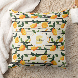 Coussin Motif Mango Aquarelle avec Feuilles verts