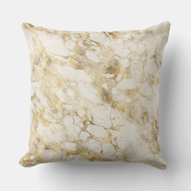 Coussin Motif Marbre Blanc et Or Moderne (Recto)
