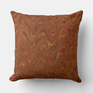 Coussin Motif Marbré Brun Orange Vert