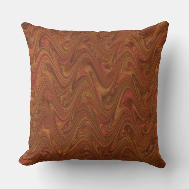 Coussin Motif Marbré Brun Orange Vert (Recto)