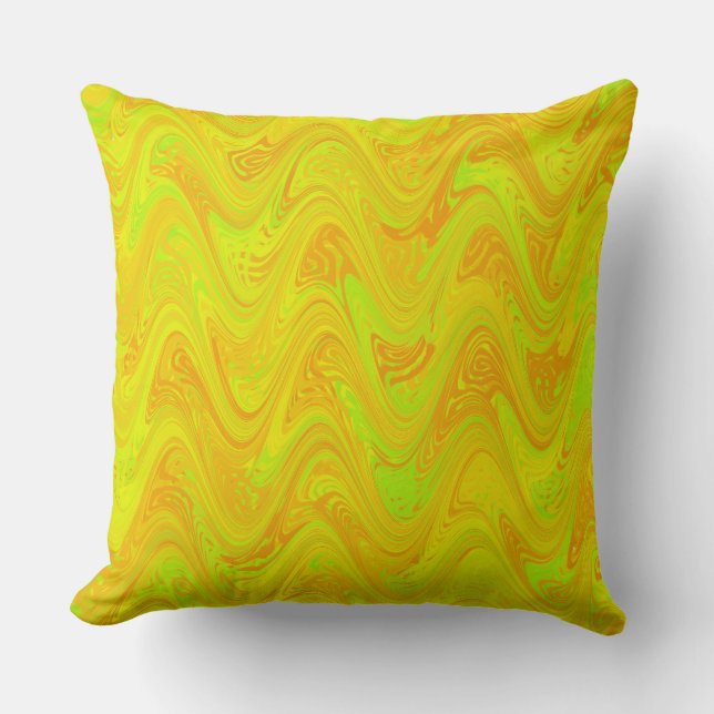 Coussin Motif Marbré Jaune Vert Orange (Recto)