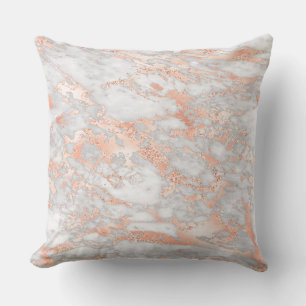 Coussin Motif marbre moderne blanc et or rose