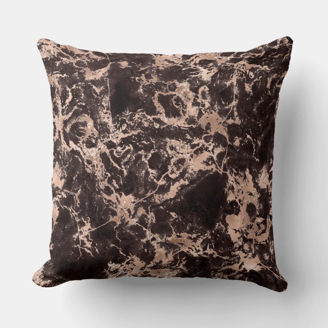 Coussin Motif marbre noir et or rose moderne (Recto)